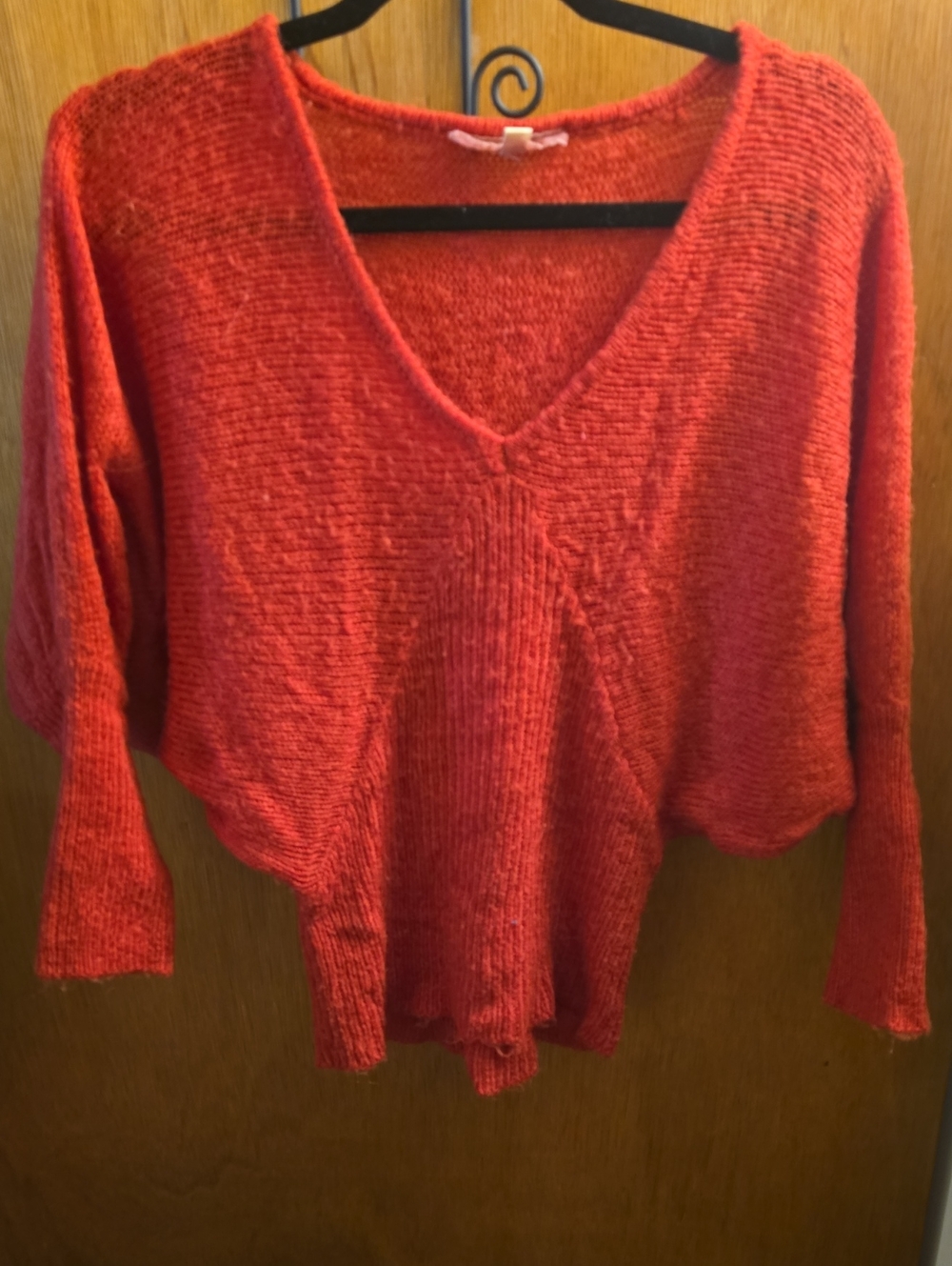 Derek Heart Red V-Neck Lightweight Knit Sweater